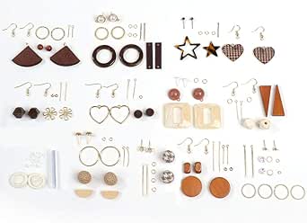 Amazon おしゃれ ウッド ピアス 作成 キット 12組 工具 付 ハンドメイド 手作り パーツ チャーム フック ナチュラル 材料 セット チャーム アクセサリートップ 通販