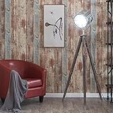 AMOS ヨーロッパのモダンフロアランプホテルのリビングルームレトロスタイルの垂直光シンプルな古い木の検索ライト ( 色 : クロム )