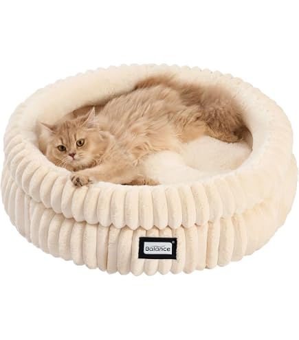 Love's Cabin Round Donut Pet Bed | 20 Inch Super Soft Cat & Small Dog Bed, Machine Washable