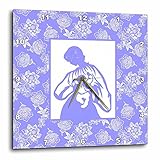 3dRose dpp_220324_3 Woman Carrying Baby in White Panel Over Flowery Background-Wall Clock, 15 by 15"