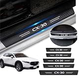 KINKA マツダ用 CX-30 AWD用 サイドステップガード 新型 車用サイドステップ プロテクター 保護ステッカー スカッフプレート 1.2mm 車 ステッカー 傷隠し 傷汚れ防止 滑り止め 取り付け簡単 カーボンレザー 5点セット(夜光なし)