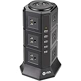 Te-Rich 2m USB 5 Port Extension Cord 12 Pcs AC Outlet Bulk Switch Triple Tap oa Tap Callus Wire Lightning Guard Multi-Tap Plu