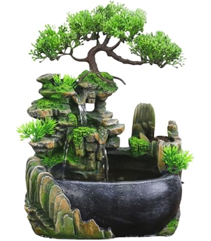 Amazon.co.jp: 卓上噴水 卓上噴水加湿器 デスクトップ噴水 ミニ滝 樹脂