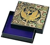 中谷兄弟商会 山中漆器 3.5角オリジナル小箱(鏡・別珍付)黒 正倉院風鳳凰33-3113