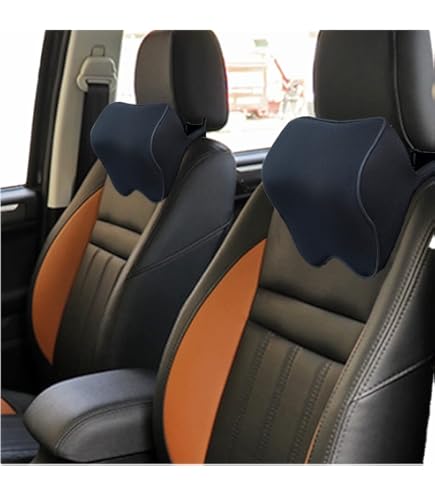 MMIAOO Car Neck Pillow - Suede Headrest Cushion With Ergonomic Support For Driving & Travel (Black)