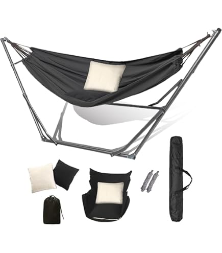 Amazon | Pooboo 自立式 ハンモック スタンドセット ダブルサイズ 室内