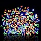 Jinggle LED 200球 22m 太陽発電 ソーラー 充電式 アウトドア ソーラーストリングライト ガーデン 装飾 クリスマス 屋外 防水 8パターン 飾りライト (マルチカラー)