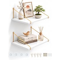 Amazon｜Afuly ウォールシェルフ ホワイト・ゴールド ウォールラック