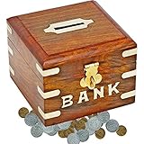ハンドメイドインディアンお金ボックスセーフMoney Bank Savingsボックス木製Carving Unique貯金箱ヴィンテージ – 5インチ