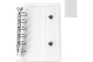 シール帳 透明 バインダー手帳 A7サイズ 透明リフィル10枚付き クリアバインダー 女の子 ダブルスナップ留め シルバー金具 PVC素材 6穴 シール収納 推し活グッズ シール帳 はがせる