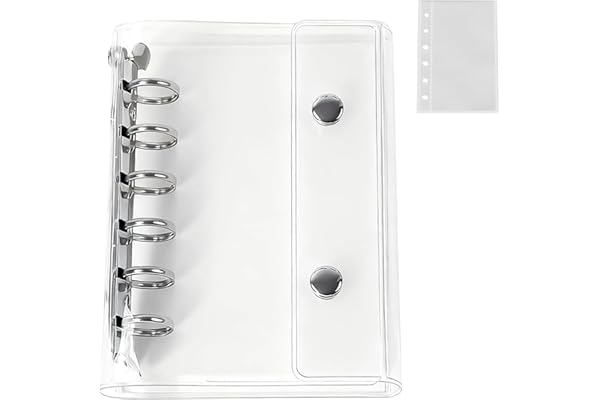 シール帳 透明 バインダー手帳 A7サイズ 透明リフィル10枚付き クリアバインダー 女の子 ダブルスナップ留め シルバー金具 PVC素材 6穴 シール収納 推し活グッズ シール帳 はがせる