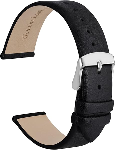 WOCCI Genuine Calf Leather Replacement Watch Band, Available Lug Widths: 0.31, 0.39, 0.47, 0.51, 0.55, 0.63, 0.71, 0.79, 0.87 inches (8, 10, 12, 13, 14, 16, 18, 20, 22 mm) - 1