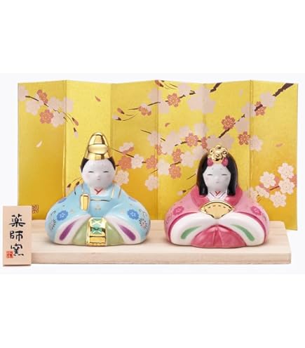 Amazon.co.jp: 薬師窯 桃の節句 ひな人形 彩絵 花錦 雛(桃色) : おもちゃ
