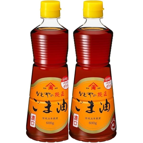 Amazon | 純正ごま油濃口600g(2本セット)おまけ付き かどや製油