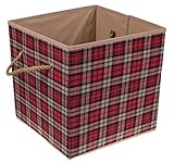 格子柄折りたたみ可能なストレージボックスとクローゼットオーガナイザーロープハンドル付き