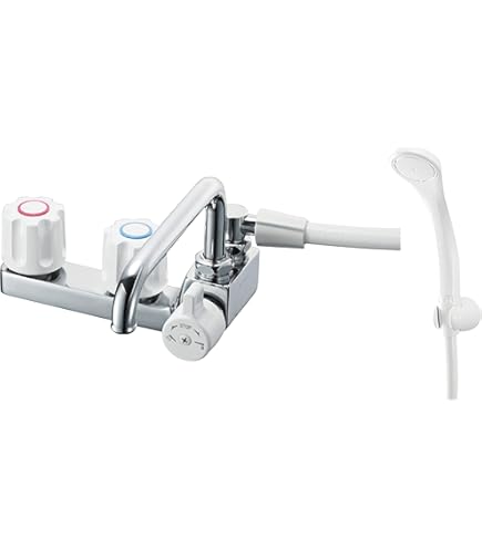 KVK シャワー混合栓 KF207N 台付ハンドル　未使用品 KVK デッキ型一時止水付2ハンドルシャワー（左側シャワー） 浴室