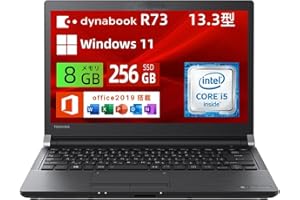 【整備済み品】東芝 軽量薄型ノートパソコン DynaBook R73 13.3インチ HD ノートPC/Core i5 CPU/メモリ 8GB/SSD ハードディスク/WIFI/HDMI/VGA/windwos 11＆office 2019搭載 パソ