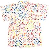 甚平 ベビー 女の子 じんべい 日本製生地 綿100% ロンパース ベビー服 花火柄 花火-白-1018 80cm