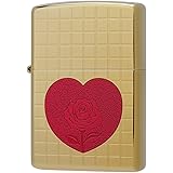 ZIPPO(ジッポ) ライター ハート ローズ エッチング チタンコーティング ゴールド