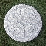 飛石 飛び石 白 御影石 直径約 30cm 丸 【 デラックスデザイン D11 】