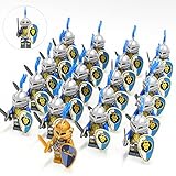 Aチーム21pcs The Blue Lion Medieval Castle Heavy Armor Knight in Ancient Rome with WeaponsミニフィギュアMilita