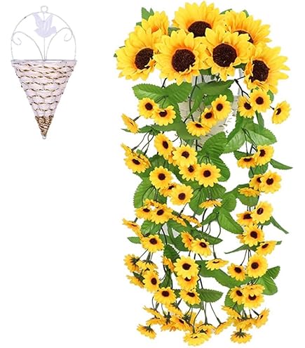 Amazon｜山久 造花 3輪付ひまわりスプレー 全長90cm 2204-3670
