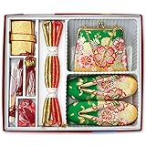 七五三 7歳用 お子様飾り小物セット 女児 はこせこセット 高級金襴織 鮮やか緑地に桜と鹿の子菊 L-23