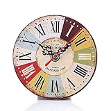 Decdeal レトロアート時計 ヨーロッパスタイル 独創 ホーム壁式 ビンテージ素材 ラウンド デジタルダイアル