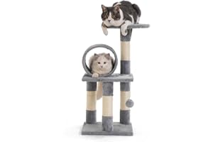PETTOMANIA キャットタワー 猫タワー 木製 スリム 据え置き 多頭飼い 見晴台 トンネル付き ボンボン 麻紐 高さ65cm 耐荷重10kg 人気 おしゃれ 可愛い 運動不足解消 ストレス解消 リラックス 組み立て 組立簡単 安定性良い （グ