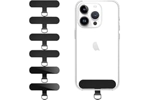 [Qyoocom] スマホ ストラップホルダー 6枚 スマホ ストラップホール 薄型 丈夫な 携帯ストラップホルダー 充電影響なし 落下紛失防止 全機種対応 スマホアクセサリ（ブラック）