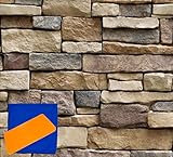 [GLEOOD] はがせる 壁紙 シール クロス シート 45 cm 幅 10 m 取付 道具 付 防水 レンガ 調 (石のレンガ)