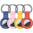 HATALKIN Keychain Apple AirTags Case Keychain Air Tag Holder Air Tag Key Ring Case Air Tag Protective Cover Air Tag Keychain Holder Silicone for Luggage Pack of 4