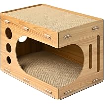 Amazon | 猫の友社 にゃんコテージ 【爪とぎ2枚増量中】 猫 ハウス 2段