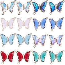 Amazon | SUNNYCLUE 16個8色 22mm 蝶 チャーム キラキラ ライン