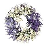 Lighted BicolorラベンダーTwig 18 "事前点灯花輪、パープル