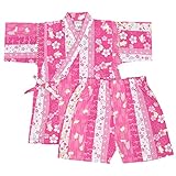 アスナロ（甚平） 甚平 子供 ベビー 女の子 国産生地 綿100 桜 うさぎ柄 和柄80 ピンク