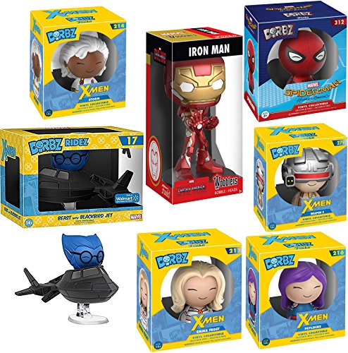 Civil War Iron Man Superhero Mega Figureコレクションスパイダーマン/ Weapon X / Emma Frost / Psylocke / StormビニールCollectibles & Marvel Ridez、- Men Blackbird Jet Vehicle with Beast # 17チームパックの表紙
