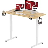 SANODESK 昇降デスク QS1 パソコンデスク スタンディングデスク メーカー3年保証 電動 無段階高さ調節 メモリー機能付き 人間工学 天板付きセット 組立簡単 (110×60cm, 脚部(白)+天板(メープル))