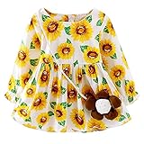 YY-Natuhi ベビー服 子供服 女の子 ワンピース キッズ ドレス 新生児 ボディースーツ ベビー 長袖 ベビースーツ 秋冬 かわいい 綿 向日葵柄 赤ちゃん 入園式 入学式 七五三 (80cm