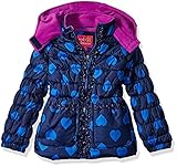 Pink Platinum Little Girls' Toddler Tonal Heart Print Puffer Jacket Navy 2T [並行輸入品]