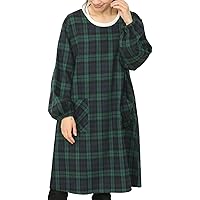 [ニシキ] 割烹着 かっぽう着 レディース 秋冬 微起毛 ゆったり ロング丈 ポケット付き 袖付きエプロン