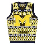 KLEW NCAA Michigan Wolverines醜いセーターベスト、Large、ブルー