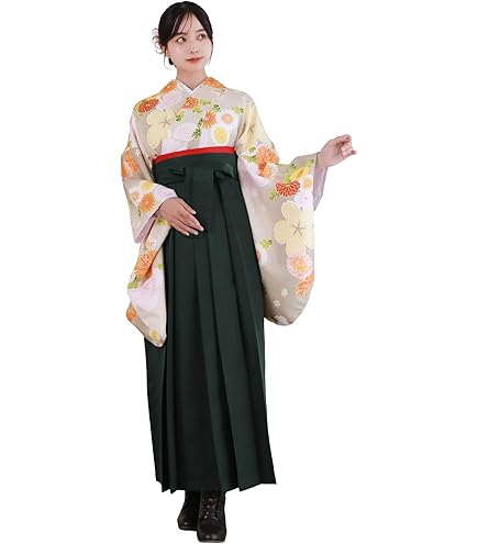 Amazon.co.jp: 卒業袴 二尺袖着物 バイカラー袴 レースフリル 3点