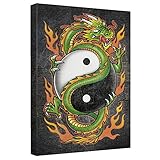 Trevco Yin Yang Dragonキャンバス壁アートwith Back Board