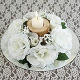tableclothsfactory 8 pcs人工バラ花Candleリングウェディングセンターピース – アイボリー