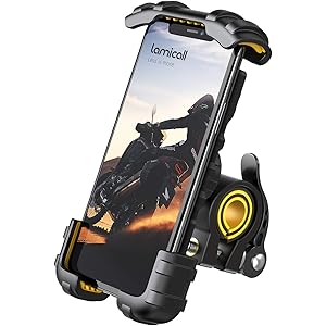 【2020年改良版】 片手操作 バイク スマホ ホルダー スタンド Lomicall オートバイ スマートフォンホルダー : 自転車 ロードバイク クロスバイク 自転車用 すまほ ホルダー, サイクリング フォルダー, バイク用 スマホ固定, 携帯 置き, 携帯電話, ケータイ, bike phone mount, smartphone holder, 防振, 落下防止, けいたい, アイフォン, エクスぺリア, サイクリング, iphone8 , iphone7 , iphonex, iPhone 11, 11 Pro, 11 Pro Max, 11 プロ マックス, 10, XS XS Max XR X 8 7 7plus 6 6s 6plus se 2 , galaxy s8 s9 s10 , HUWEI Mate P30 P20 Pro P10 lite, Sony Xperia 1, Nexus, android, 4.7 6.1 6.8 インチ アンドロイド 対応