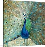 Danhui Naiプレミアムシックラップキャンバス壁アート印刷題名ブルーピーコックonゴールド 36" x 36" 2174617_24_36x36_none