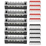 ネジ留め式端子台 端子台 組端子台 固定端子台 6ポジション 600V 15A 絶縁端子 家電製品 電子回路 機械適用 絶縁カバー付き 5件セット