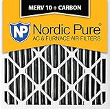 Nordic Pure 24 x 24 x 1pm10 C-3プリーツMERV 10 PlusカーボンAC炉フィルタ（3パック）、24 x 24 x 1 "