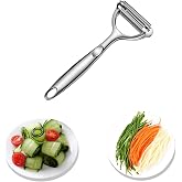 Julienne Peeler – 2-in-1 Stainless Steel Vegetable Peeler, Sturdy Zinc Alloy with Swivel Blade, Anti-Slip Grip for Potato Car